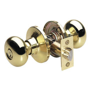 Knob Lockset,Biscuit Style,Polished Brss