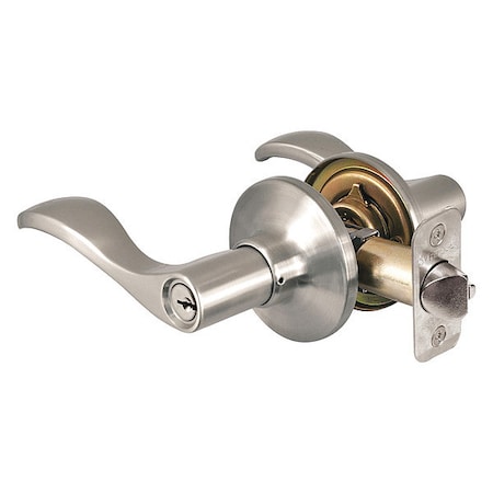Lever Lockset,Satin Nickel,Wave Style