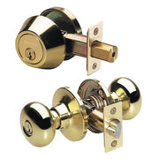 Knob Lockset,Biscuit Style,Polished Brss