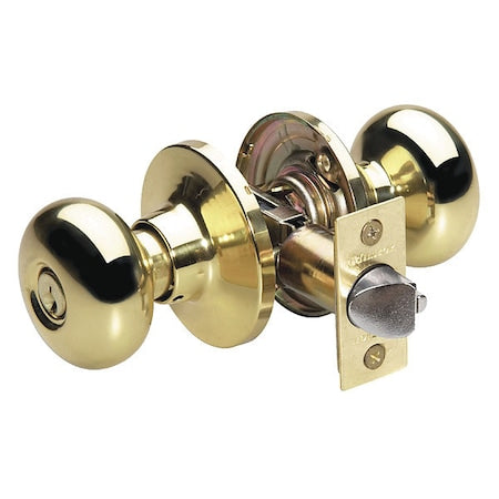 Knob Lockset,Biscuit Style,Polished Brss