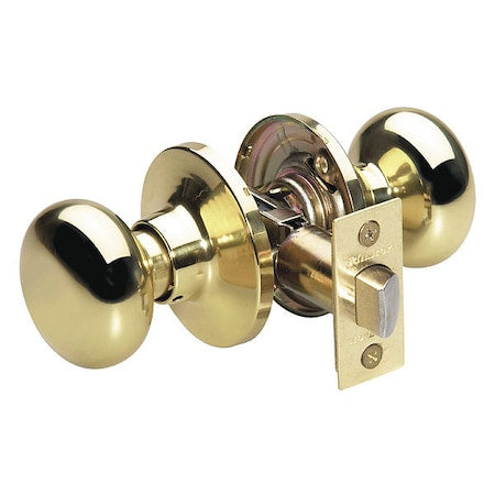 Knob Lockset,Biscuit Style,Polished Brss