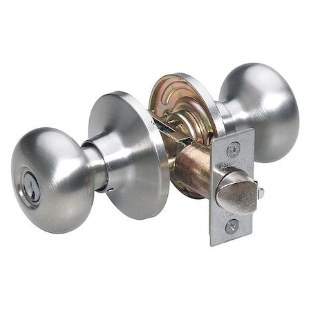 Knob Lockset,Biscuit Style,Satin Nickel