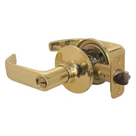 Lever Lockset,Polished Brss,Return Style