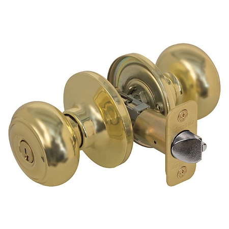 Knob Lockset,Rusk Style,Polished Brass