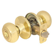 Knob Lockset,Rusk Style,Polished Brass