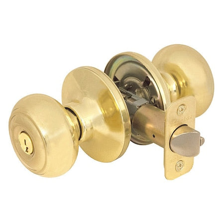 Knob Lockset,Rusk Style,Polished Brass