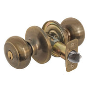 Knob Lockset,Rusk Style,Antique Brass