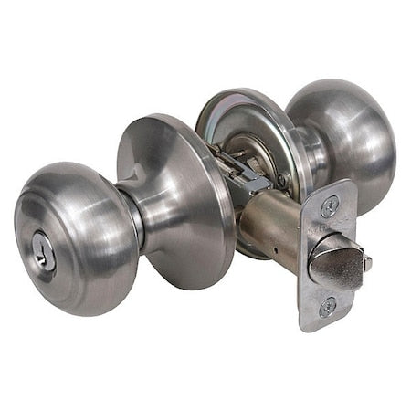 Knob Lockset,Rusk Style,Satin Nickel