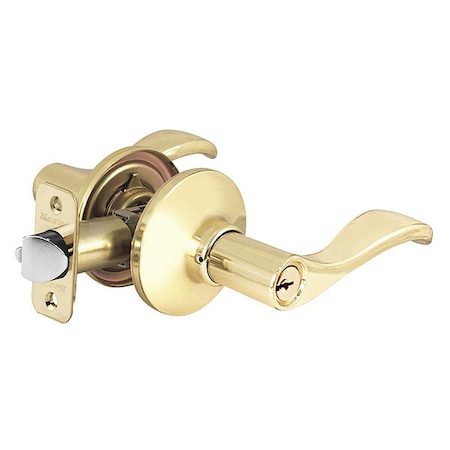 Lever Lockset,Polished Brass,Wave Style