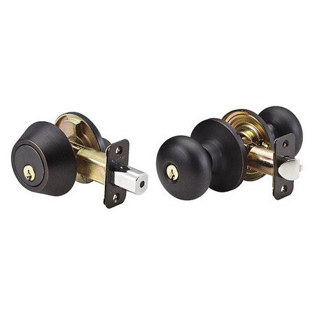 Knob Lockset,Biscuit Style,Aged Bronze