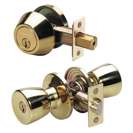Knob Lockset,Tulip Style,Polished Brass