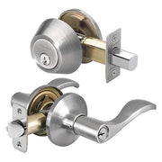 Lever Lockset,Satin Nickel,Wave Style