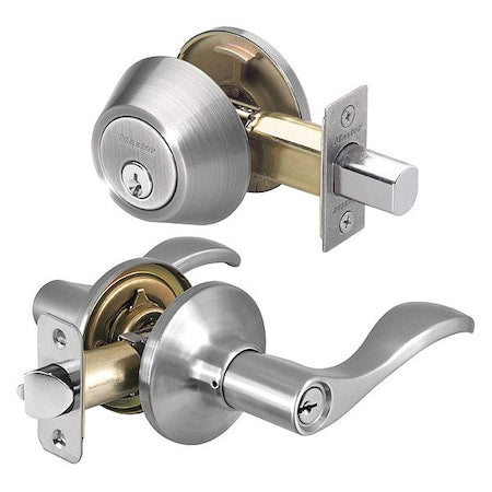 Lever Lockset,Satin Nickel,Wave Style
