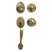 Knob Lockset,Biscuit Style,Antique Brass