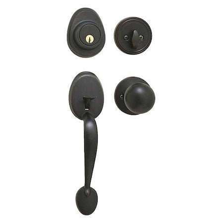 Knob Lockset,Biscuit Style,Aged Bronze