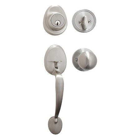 Knob Lockset,Biscuit Style,Satin Nickel