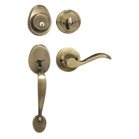 Lever Lockset,Antique Brass,Wave Style