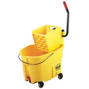 8 3/4 gal WaveBrake Side Press Mop Bucket and Wringer, Yellow, Plastic