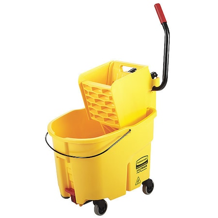 8 3/4 gal WaveBrake Side Press Mop Bucket and Wringer, Yellow, Plastic