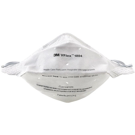 Disposable Respirator, N95, Flat-Fold, Single, Adjustable, Metal Nose Clip, M