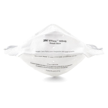 Disposable Respirator, N95, Flat-Fold, Single, Adjustable, Metal Nose Clip, S