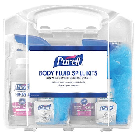 Spill Kit, 1 gal Volume Absorbed per Kit, 2 gal Capacity, Carrying Case, Clear, 22