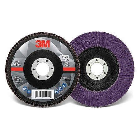 Flap Disc,5 in Dia, 7/8 in Arbor,60 Grit