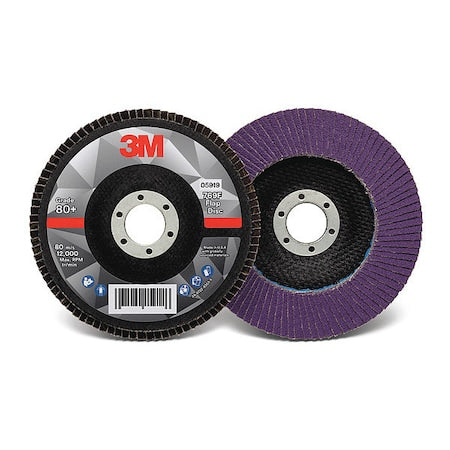 Flap Disc,5 in Dia, 7/8 in Arbor,80 Grit