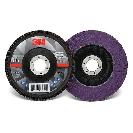 Flap Disc,5 in Dia, 7/8 in Arbor,80 Grit