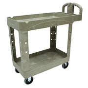 Utility Cart with Deep Lipped Plastic Shelves, Plastic, 500 lb Load Capacity, 2 Shelves, 39 in L