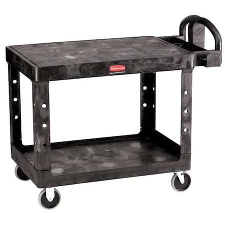 Utility Cart with Deep Lipped & Flush Plastic Shelves, Plastic, 500 lb Load Capacity, 2 Shelves