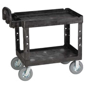 Utility Cart with Deep Lipped Plastic Shelves, Plastic, 500 lb Load Capacity, 2 Shelves, 26 in W