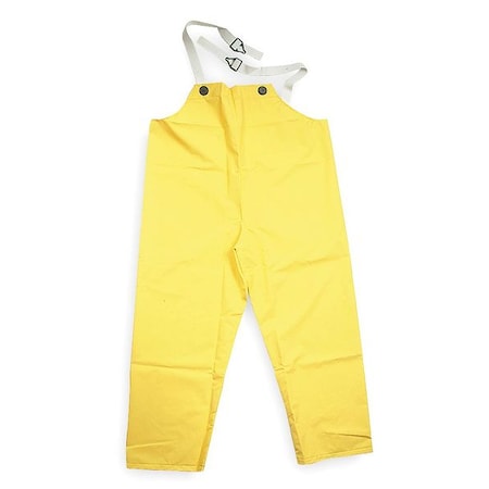 FR Rain Bib Overall, PVC, 32 1/2 in Inseam, 56 in to 58 in Waist, 11.8 mil Thickness, Yellow, 4XL