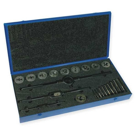 23PC Plug Hand Tap and Two-Piece Die Set 5511 Cle-Line 10 Sizes 1/4-20 To 1-8 UNC