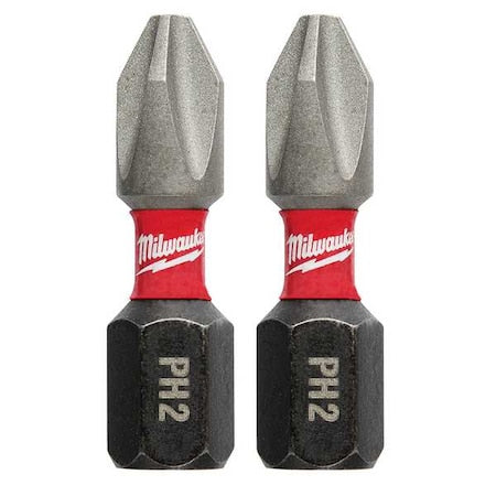 SHOCKWAVE 1 in Phillips No. 2 Impact Duty Power Bit, 2-Piece Pack
