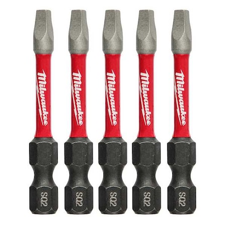 SHOCKWAVE 2" Impact Square Recess No. 2 Power Bits (5 PK)