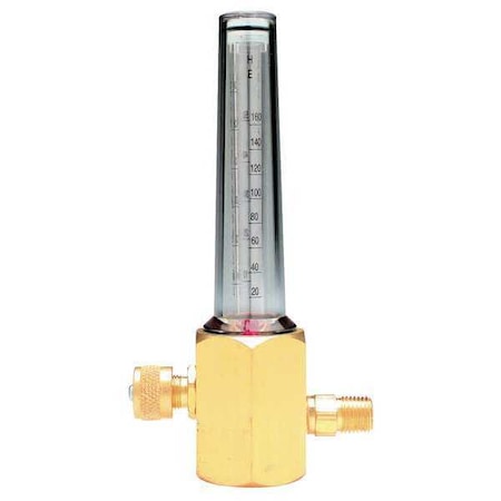 Flowmeter, Argon, Carbon Dioxide, Helium, Single Stage, 1/4 in Inlet, 5/8"-18 Outlet, 50 psi