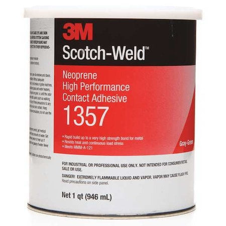 Contact Cement, 1357, 1 qt, Can, Gray-Green