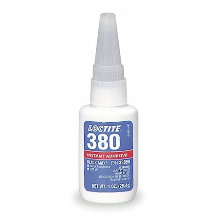 Instant Adhesive, 380, 1 fl oz, Bottle, Black