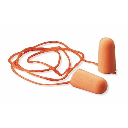 Foam Disposable Foam Ear Plugs, Bullet Shape, 29 dB, Orange, 100 PK