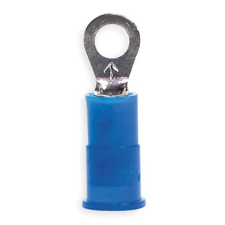 Ring Terminal, 1/4 in Stud Size, 14 AWG, 1,000 V, Nylon Insulated, Blue, Crimp Termination Only