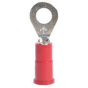 Ring Terminal, #6 Stud Size, 18 AWG, 1,000 V, Nylon Insulated, Red, Crimp Termination Only, 100 PK
