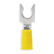Fork Terminal, 1/4 in Stud Size, 10 AWG, 600 V, Nylon Insulated, Yellow, Crimp Termination Only