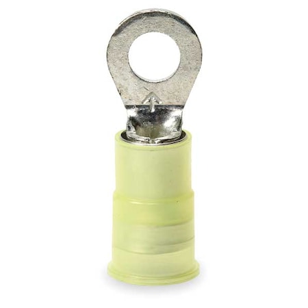 Ring Terminal, #10 Stud Size, 10 AWG, 1,000 V, Nylon Insulated, Yellow, Crimp Termination Only