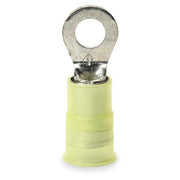 Ring Terminal, #8 Stud Size, 10 AWG, 1,000 V, Nylon Insulated, Yellow, Crimp Termination Only