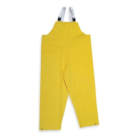 FR Rain Bib Overall, PVC, 29 in Inseam, 32 in to 34 in Waist, 11.8 mil Thickness, Yellow, S