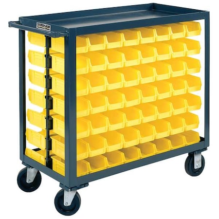 14 ga. Steel Steel Bin Cart with Lipped Shelves, 18" D x 38 in H x 18 1/2 in W, 2 Shelves, Gray