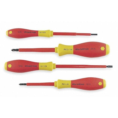 Insulated Screwdriver Set,Slotted/Phillips,4 pcs