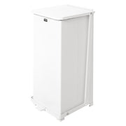 Defender 13 gal Square Step-On Can, White, Foot Pedal, Steel, 15 in