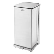 Defender 13 gal Square Step-On Can, Stainless Steel, Foot Pedal, Stainless Steel, 15 in